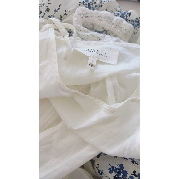 THE GREAT. The Hideaway lace-trimmed floral-print cotton midi dress XS - Picture 12 of 12